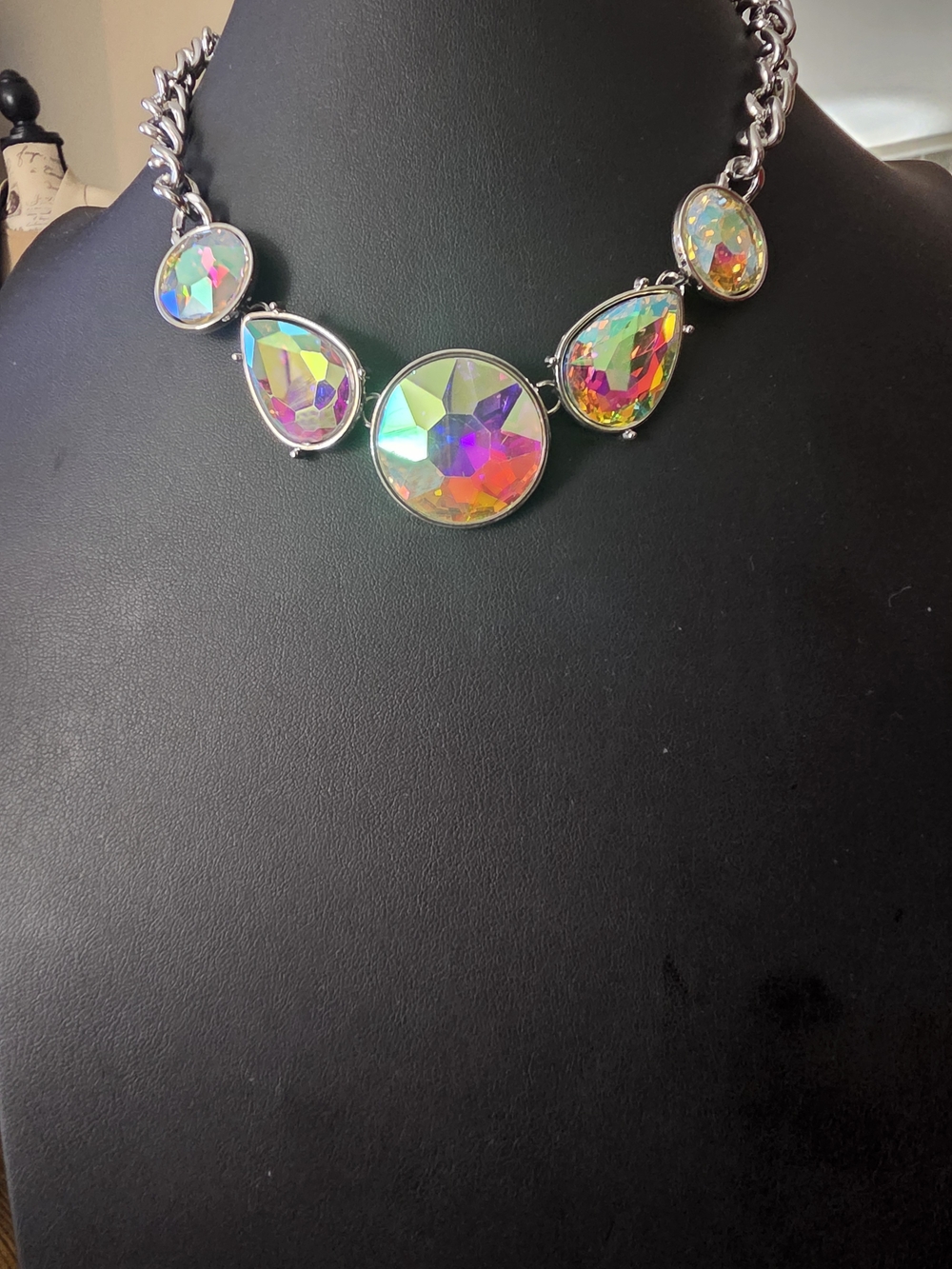 paparazzi Iridescent Multicolor Crystal Statement Necklace